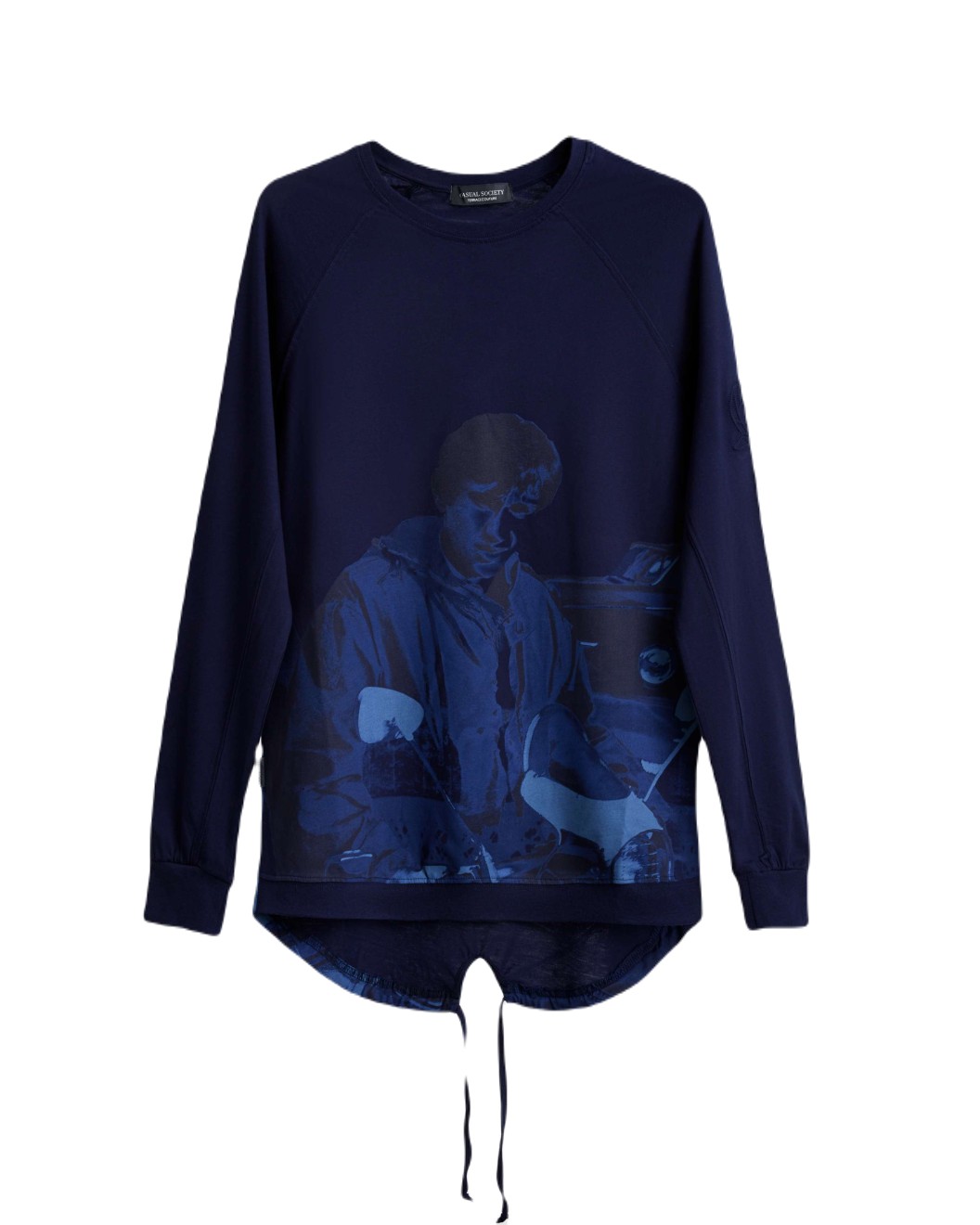 Men s Navy Blue Henley Shirt with Jimmy Phil Daniels Quadrophenia Print with Embossed Embroidery Logo
